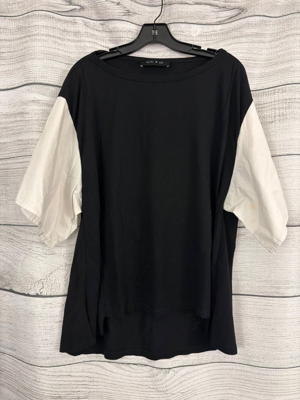Ozai N Ku Black White Colorblock Short Sleeve Top Size 1(6/8)
